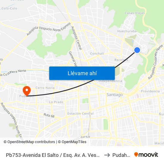 Pb753-El Salto / Esq. Av. Santa Clara to Pudahuel map