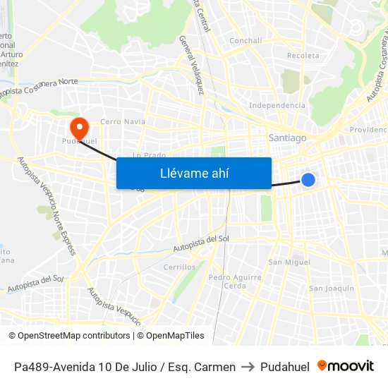 Pa489-Avenida 10 De Julio / Esq. Carmen to Pudahuel map