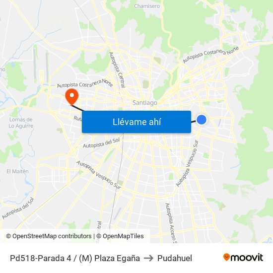 Pd518-Parada 4 / (M) Plaza Egaña to Pudahuel map