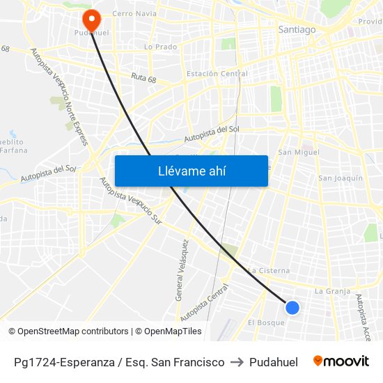 Pg1724-Esperanza / Esq. San Francisco to Pudahuel map