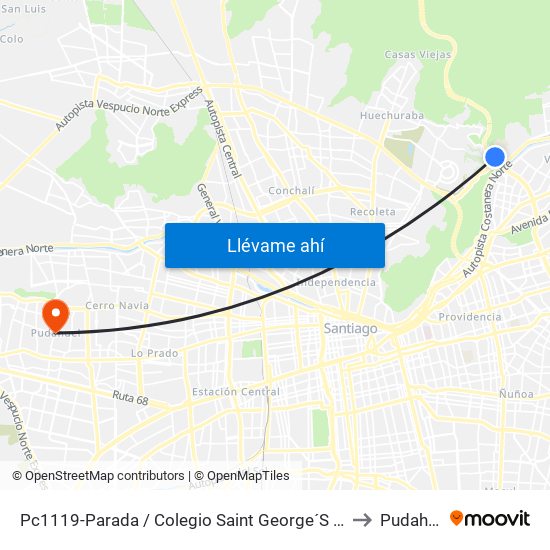 Pc1119-Parada / Colegio Saint George´S College to Pudahuel map