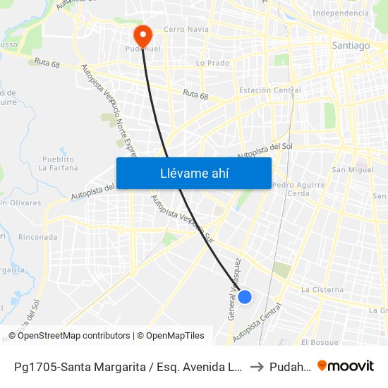 Pg1705-Santa Margarita / Esq. Avenida Lo Espejo to Pudahuel map