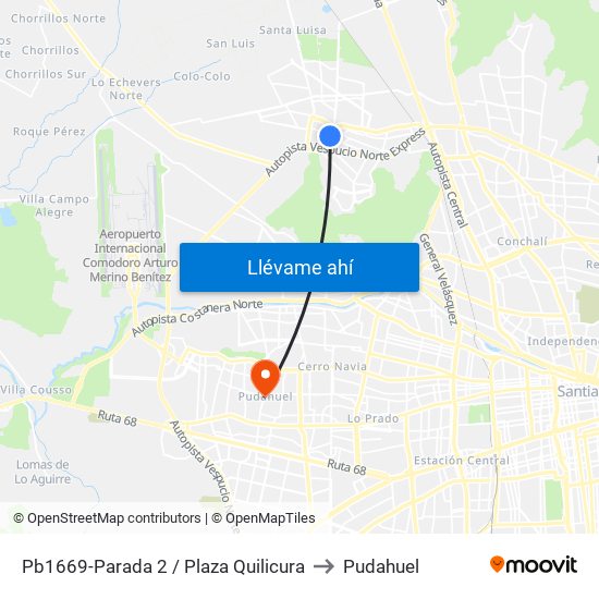 Pb1669-Parada 2 / Plaza Quilicura to Pudahuel map