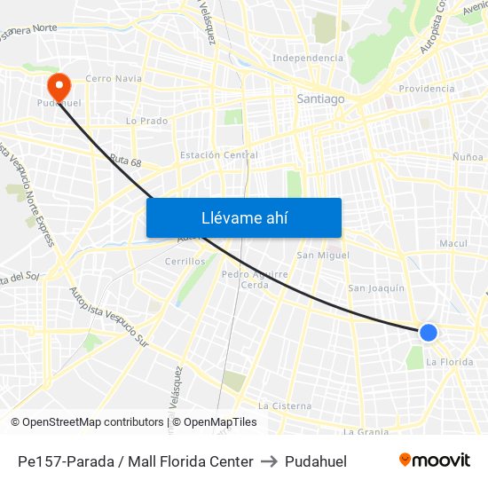 Pe157-Parada / Mall Florida Center to Pudahuel map