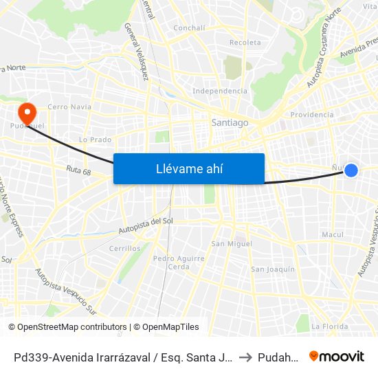 Pd339-Avenida Irarrázaval / Esq. Santa Julia to Pudahuel map