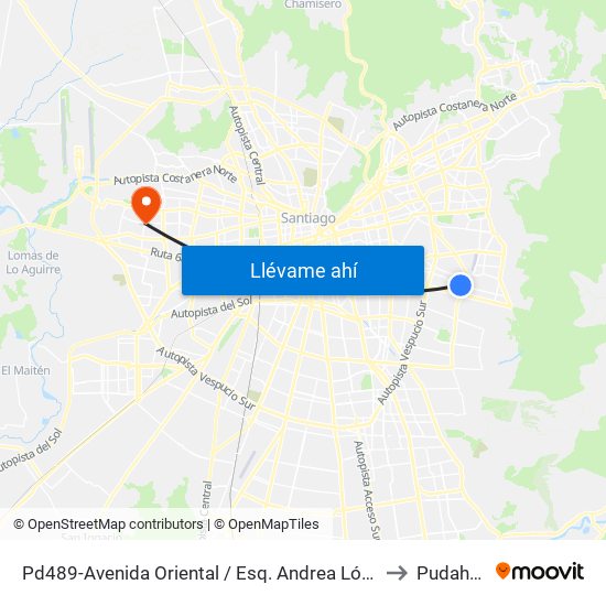 Pd489-Avenida Oriental / Esq. Andrea López Z. to Pudahuel map