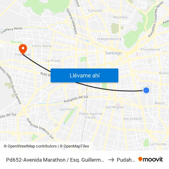 Pd652-Avenida Marathon / Esq. Guillermo Mann to Pudahuel map