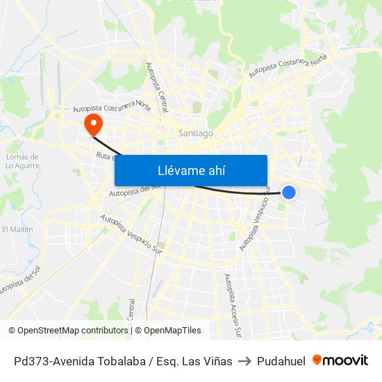 Pd373-Avenida Tobalaba / Esq. Las Viñas to Pudahuel map