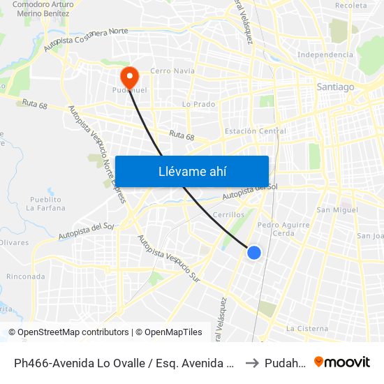 Ph466-Avenida Lo Ovalle / Esq. Avenida Central to Pudahuel map