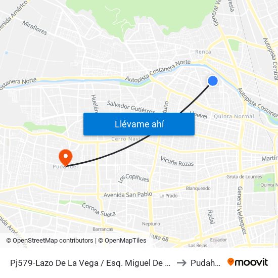 Pj579-Lazo De La Vega / Esq. Miguel De Atero to Pudahuel map