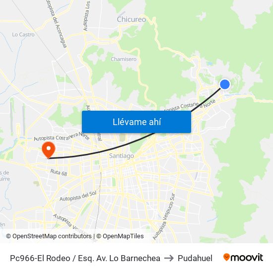 Pc966-El Rodeo / Esq. Av. Lo Barnechea to Pudahuel map