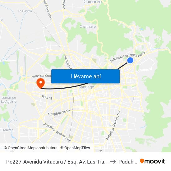 Pc227-Avenida Vitacura / Esq. Av. Las Tranqueras to Pudahuel map