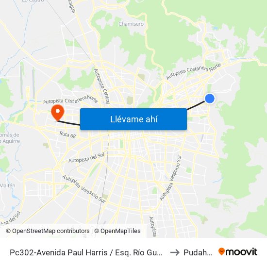 Pc302-Avenida Paul Harris / Esq. Río Guadiana to Pudahuel map