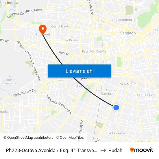 Ph223-Octava Avenida / Esq. 4ª Transversal to Pudahuel map