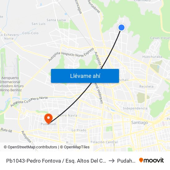 Pb1043-Pedro Fontova / Esq. Altos Del Carmen to Pudahuel map