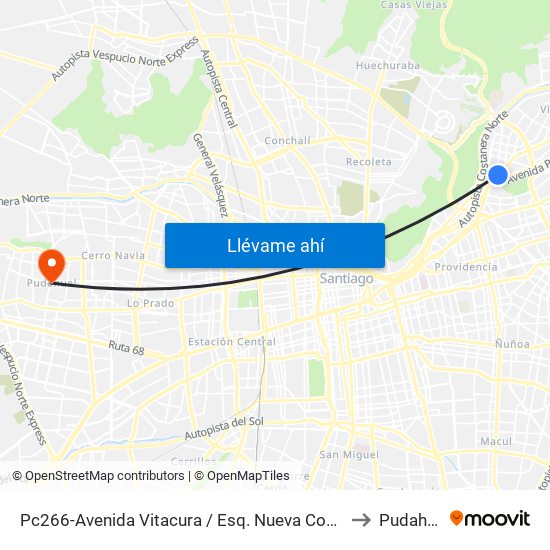 Pc266-Avenida Vitacura / Esq. Nueva Costanera to Pudahuel map