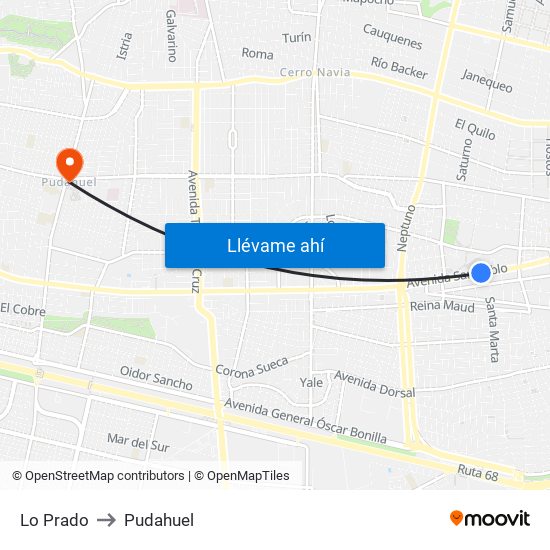Lo Prado to Pudahuel map