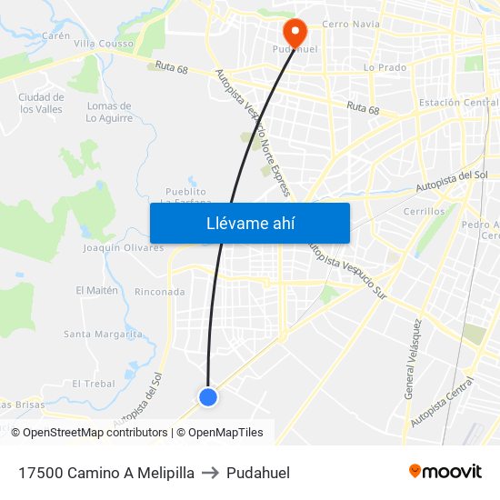 17500 Camino A Melipilla to Pudahuel map