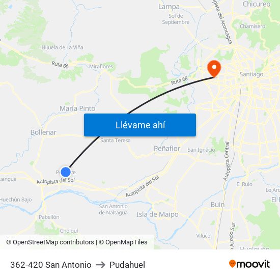 362-420 San Antonio to Pudahuel map