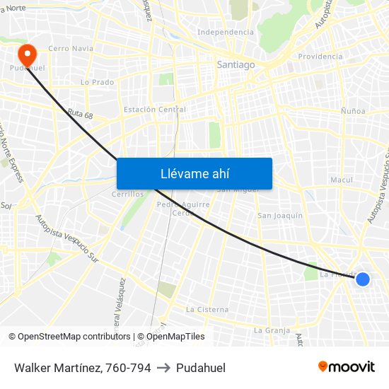 Walker Martínez, 760-794 to Pudahuel map