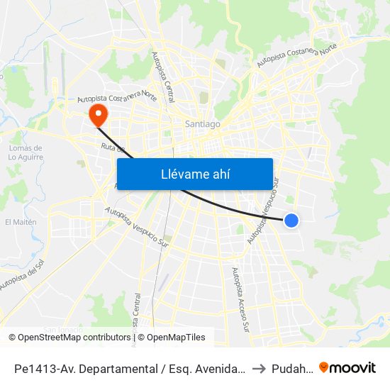 Pe1413-Av. Departamental / Esq. Avenida Tobalaba to Pudahuel map