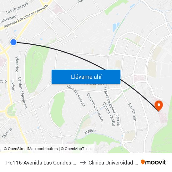 Pc116-Avenida Las Condes / Esq. G. Fuenzalida to Clínica Universidad De Los Andes map
