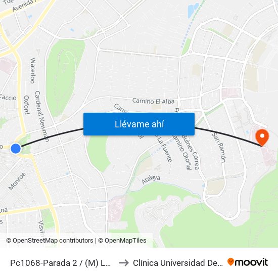 Pc1068-Parada 2 / (M) Los Dominicos to Clínica Universidad De Los Andes map