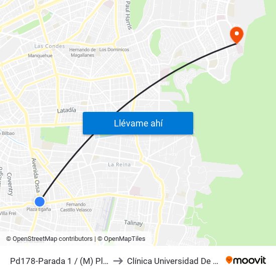 Pd178-Parada 1 / (M) Plaza Egaña to Clínica Universidad De Los Andes map