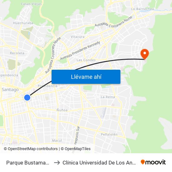 Parque Bustamante to Clínica Universidad De Los Andes map