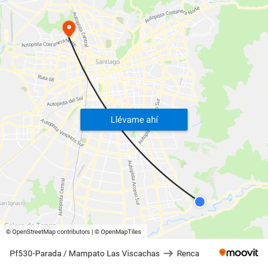 Pf530-Parada / Mampato Las Viscachas to Renca map