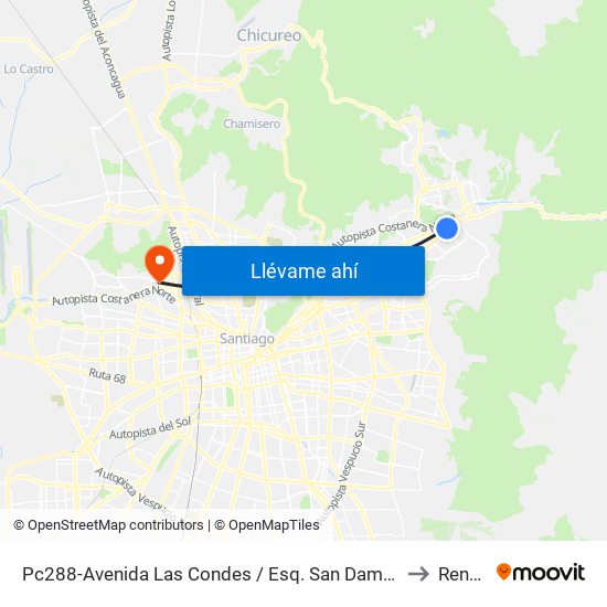 Pc288-Avenida Las Condes / Esq. San Damian to Renca map