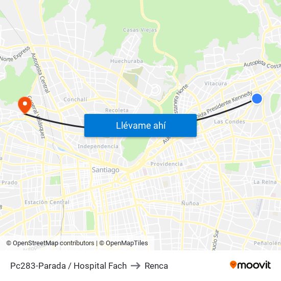 Pc283-Parada / Hospital Fach to Renca map