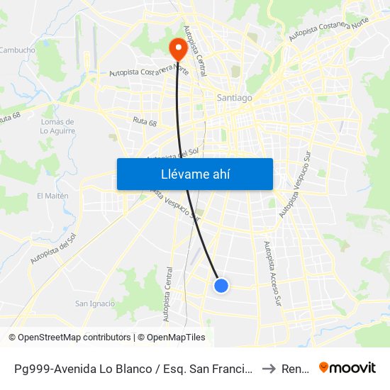 Pg999-Avenida Lo Blanco / Esq. San Francisco to Renca map