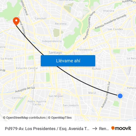 Pd979-Av. Los Presidentes / Esq. Avenida Tobalaba to Renca map