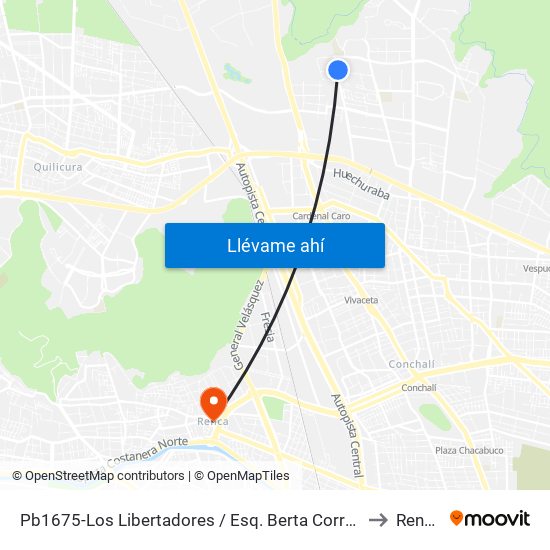 Pb1675-Los Libertadores / Esq. Berta Correa to Renca map