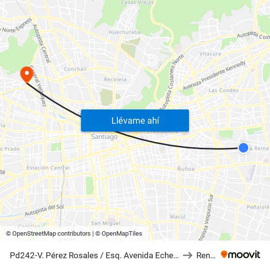 Pd242-V. Pérez Rosales / Esq. Avenida Echeñique to Renca map