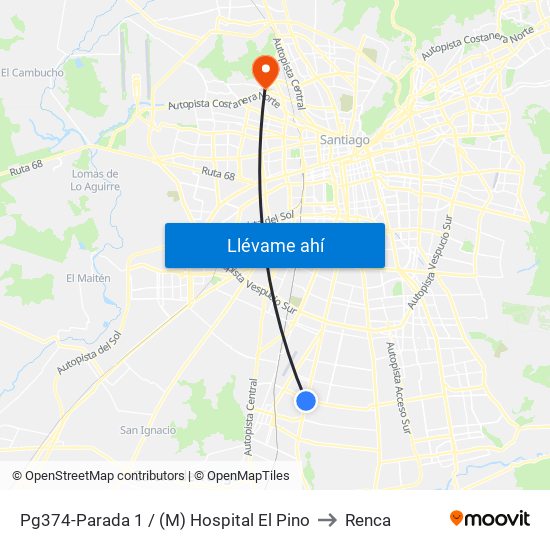 Pg374-Parada 1 / (M) Hospital El Pino to Renca map