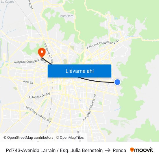 Pd743-Avenida Larrain / Esq. Julia Bernstein to Renca map