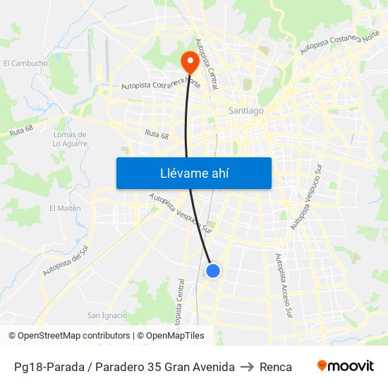 Pg18-Parada / Paradero 35 Gran Avenida to Renca map
