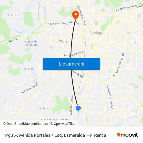Pg35-Avenida Portales / Esq. Esmeralda to Renca map