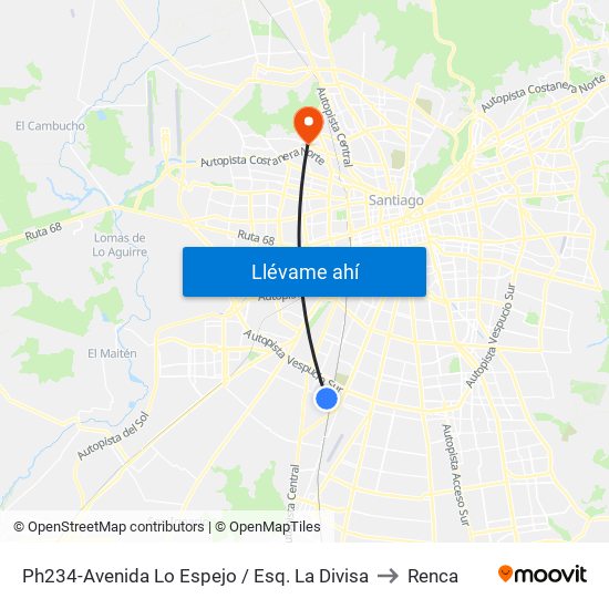 Ph234-Avenida Lo Espejo / Esq. La Divisa to Renca map