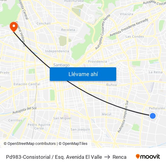 Pd983-Consistorial / Esq. Avenida El Valle to Renca map