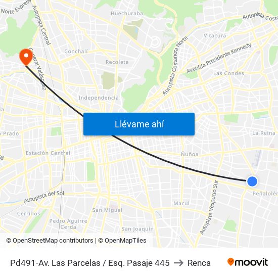 Pd491-Av. Las Parcelas / Esq. Pasaje 445 to Renca map