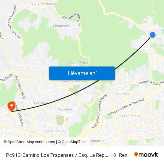 Pc913-Camino Los Trapenses / Esq. La Represa to Renca map
