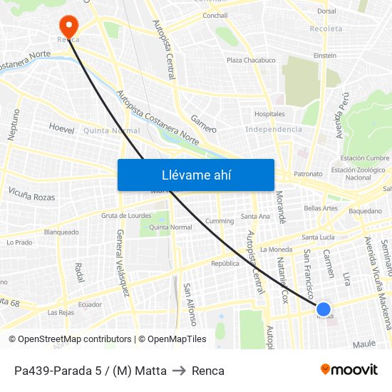 Pa439-Parada 5 / (M) Matta to Renca map