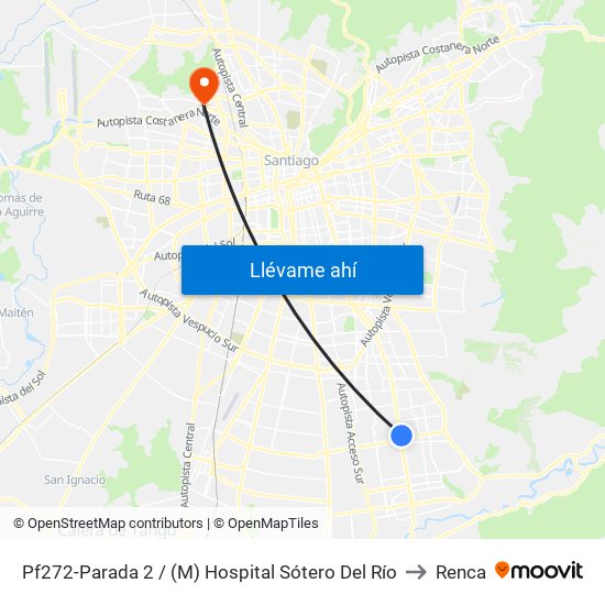 Pf272-Parada 2 / (M) Hospital Sótero Del Río to Renca map