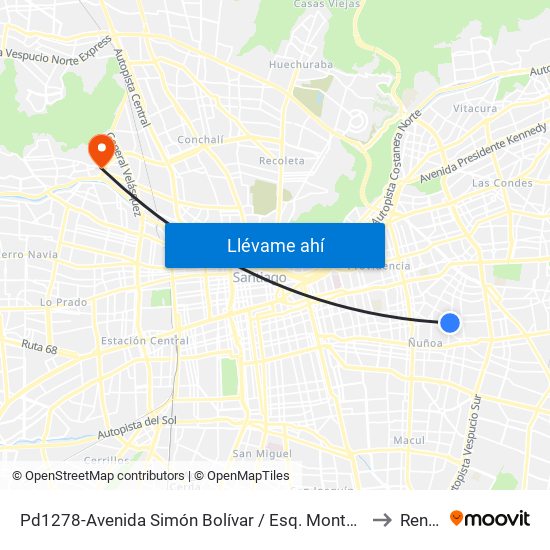 Pd1278-Avenida Simón Bolívar / Esq. Montenegro to Renca map