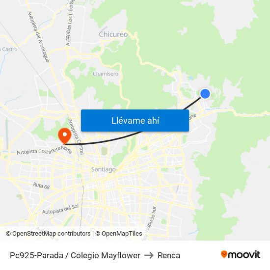 Pc925-Parada / Colegio Mayflower to Renca map