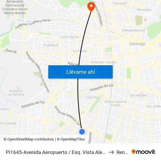 Pi1645-Avenida Aeropuerto / Esq. Vista Alegre to Renca map