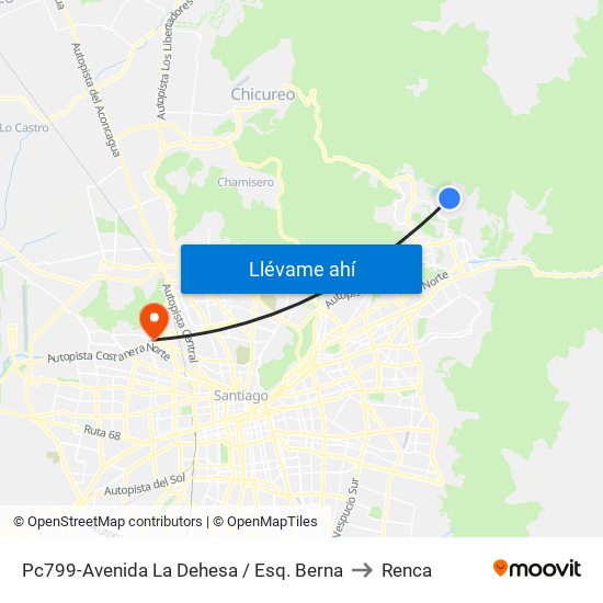 Pc799-Avenida La Dehesa / Esq. Berna to Renca map